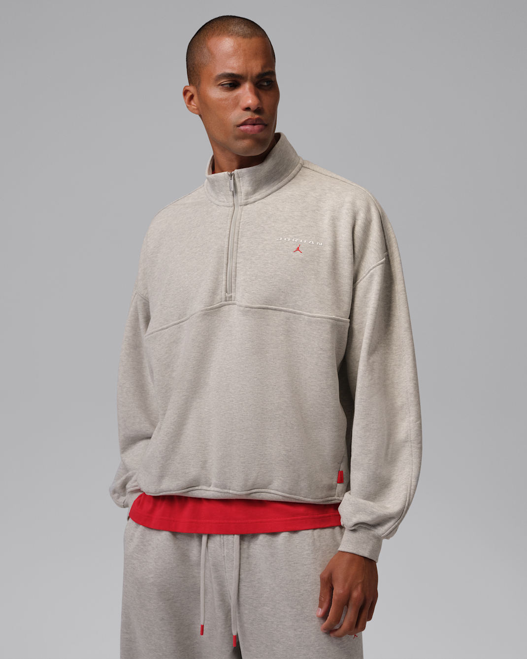 Jordan Flight Fleece Men's 1/4-Zip Top - Grey Heather