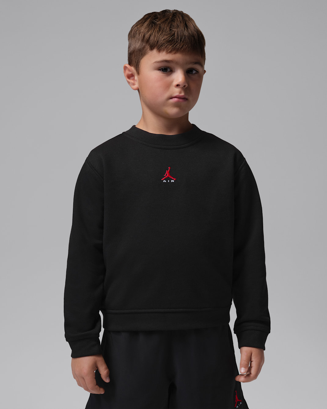 Jordan Little Kids' Brooklyn French Terry Crew - Black