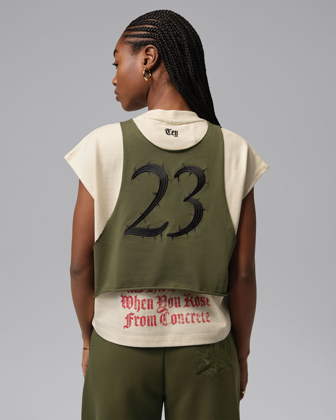 Jordan x Teyana Taylor Short-Sleeve Tee - Coconut Milk/Rough Green/University Red/Black