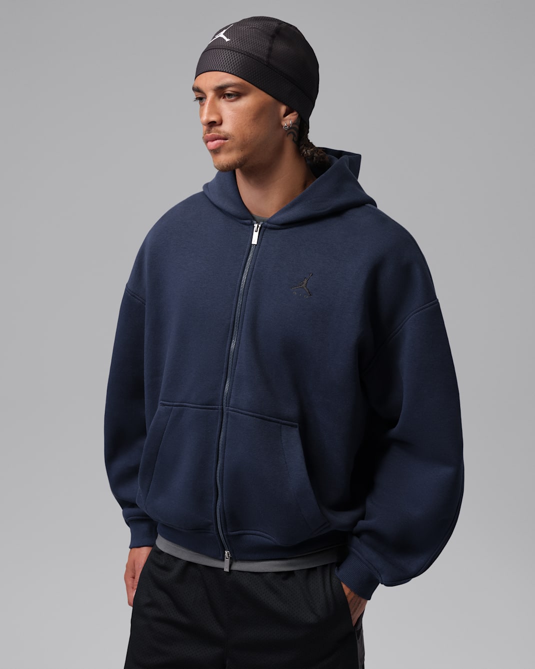 Jordan Brooklyn Men's Oversized Fleece Full-Zip - College Navy/Black