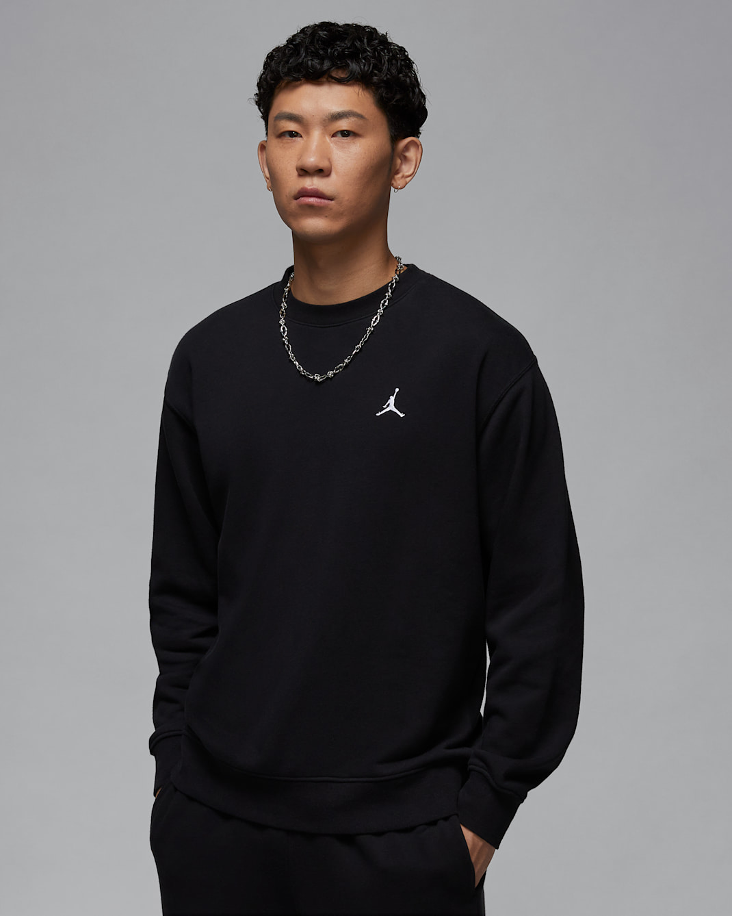 Jordan Brooklyn Fleece Men's Crew-Neck Sweatshirt - Black/White