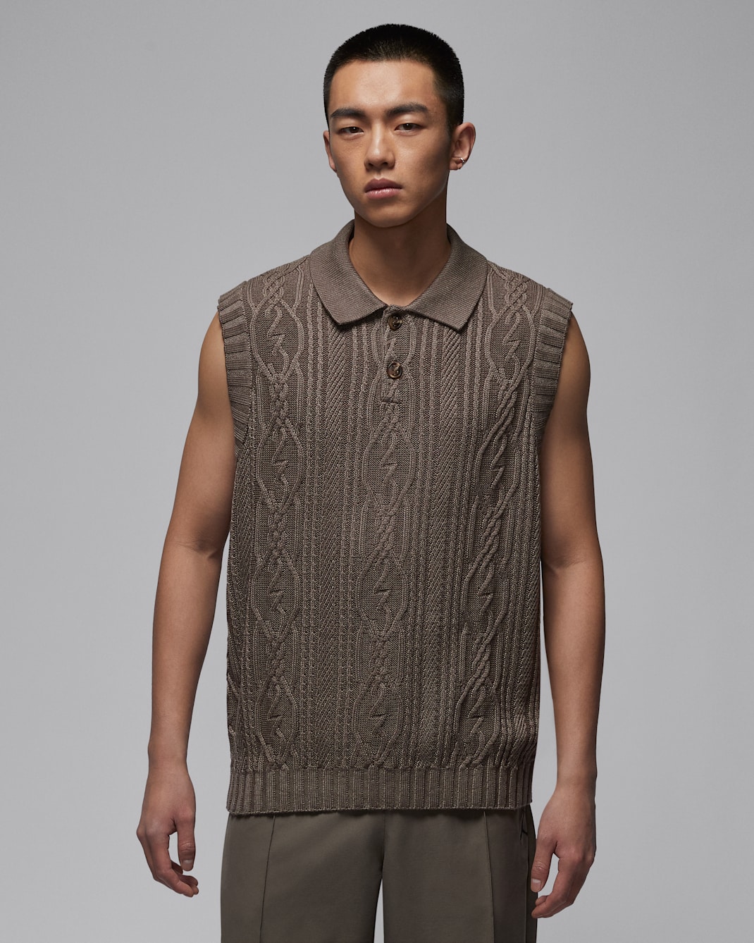 조던 스포츠 남성 골프 스웨터 베스트 - 올리브 그레이