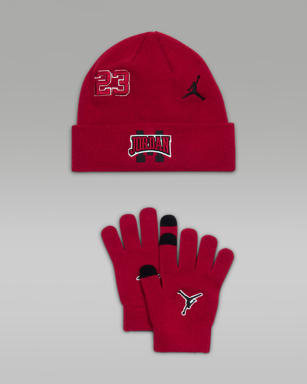 Jordan Big Kids' Patch Beanie 2-Piece Set - Gym Red