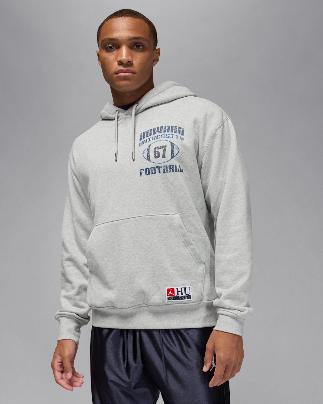 Sudadera con gorro sin cierre de tejido Fleece para hombre Jordan MVP x Howard University - Gris jaspeado/Gris pálido/Rojo universitario