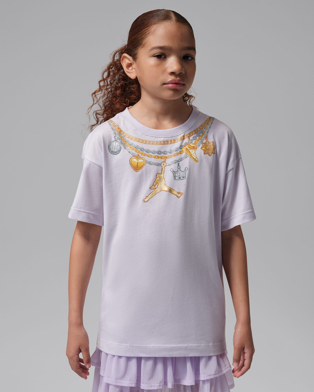 Jordan Big Kids' Charm Necklace T-Shirt - Barely Grape