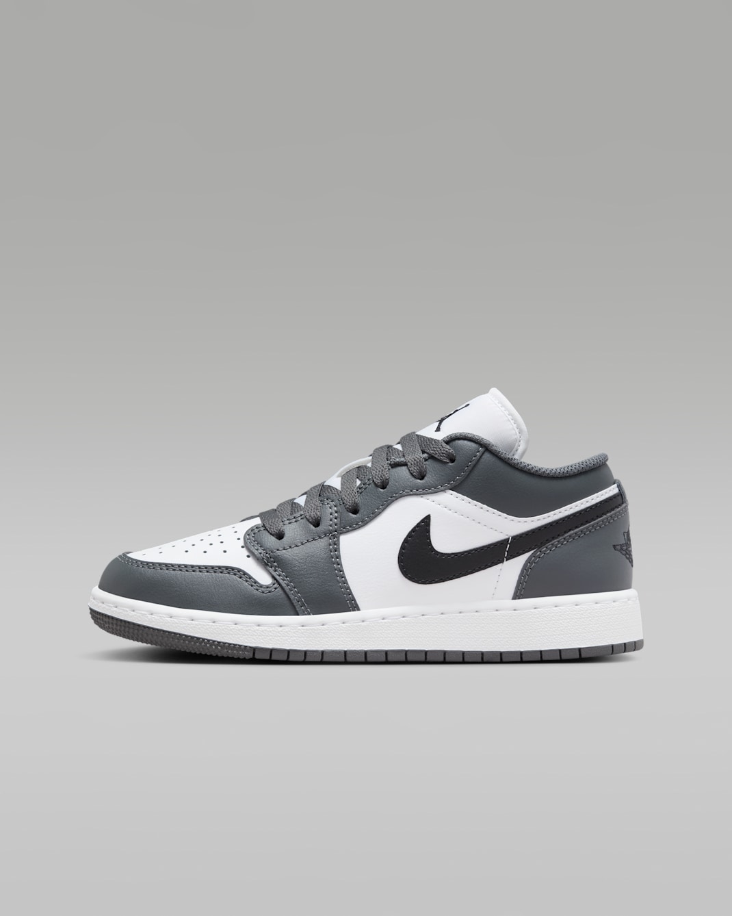 Air Jordan 1 Low Big Kids' Shoes - White/Iron Grey/Black
