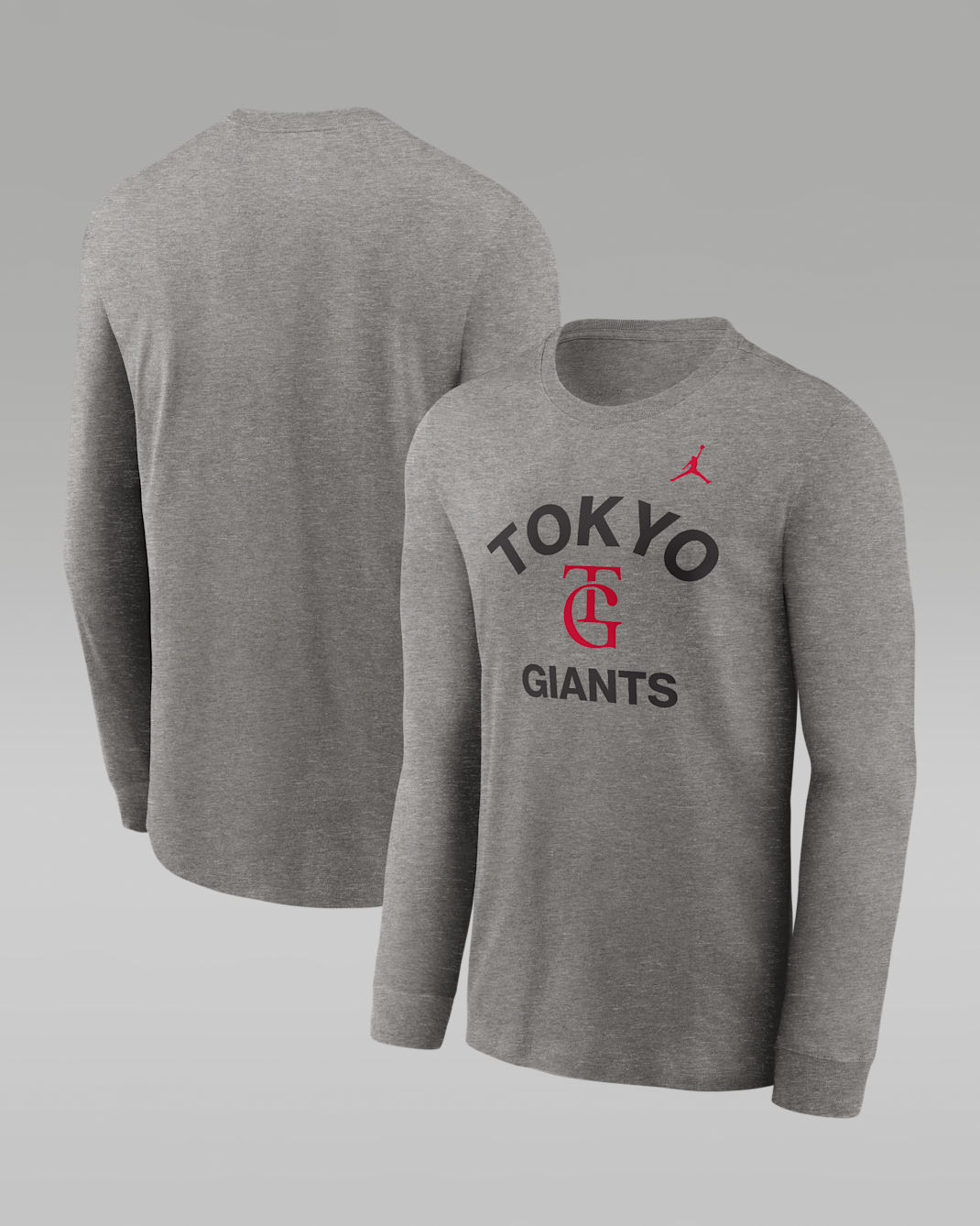 東京 読売ジャイアンツ x ジョーダン エクスクルーシブ コレクション メンズ ロングスリーブ Tシャツ - ダークグレーヘザー