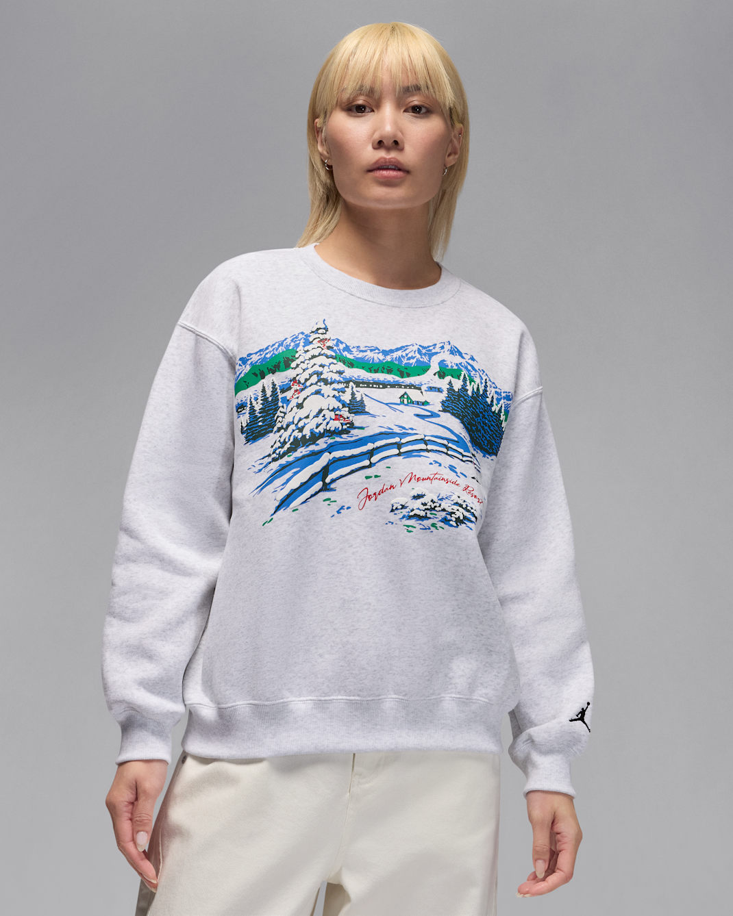 Jordan Brooklyn Fleece Women's Crew-Neck Sweatshirt - Birch Heather/Midnight Green/Black