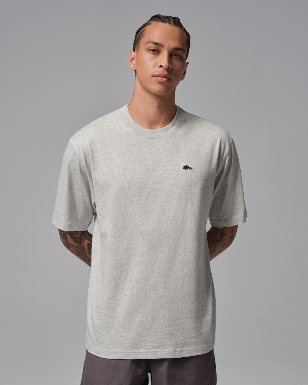 T-shirt à écusson sneaker Jordan pour homme - Grey Heather