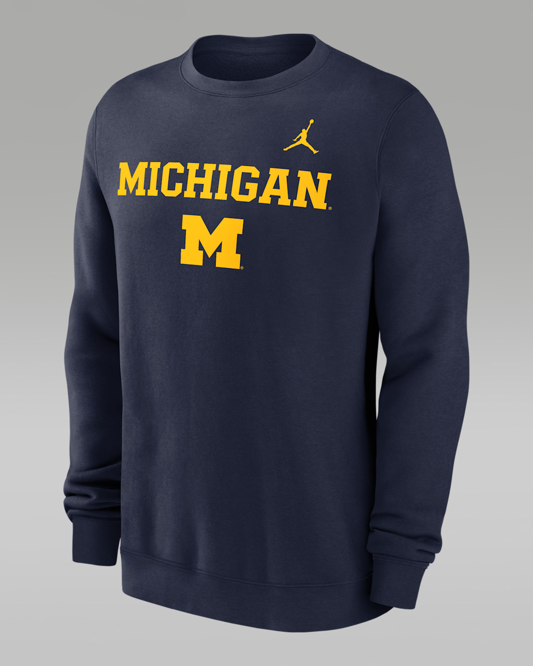 Sudadera de cuello redondo sin cierre universitaria Jordan para hombre Michigan Wolverines Primetime Primary Stack - Azul marino