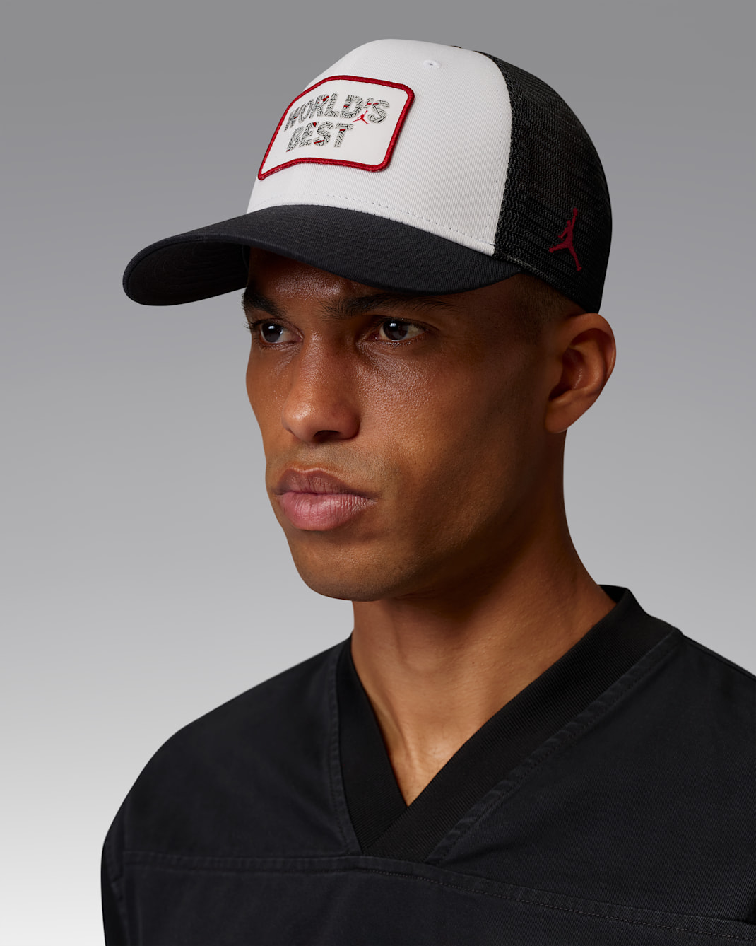 Jordan Rise Structured Trucker Cap - White/Black/Varsity Red