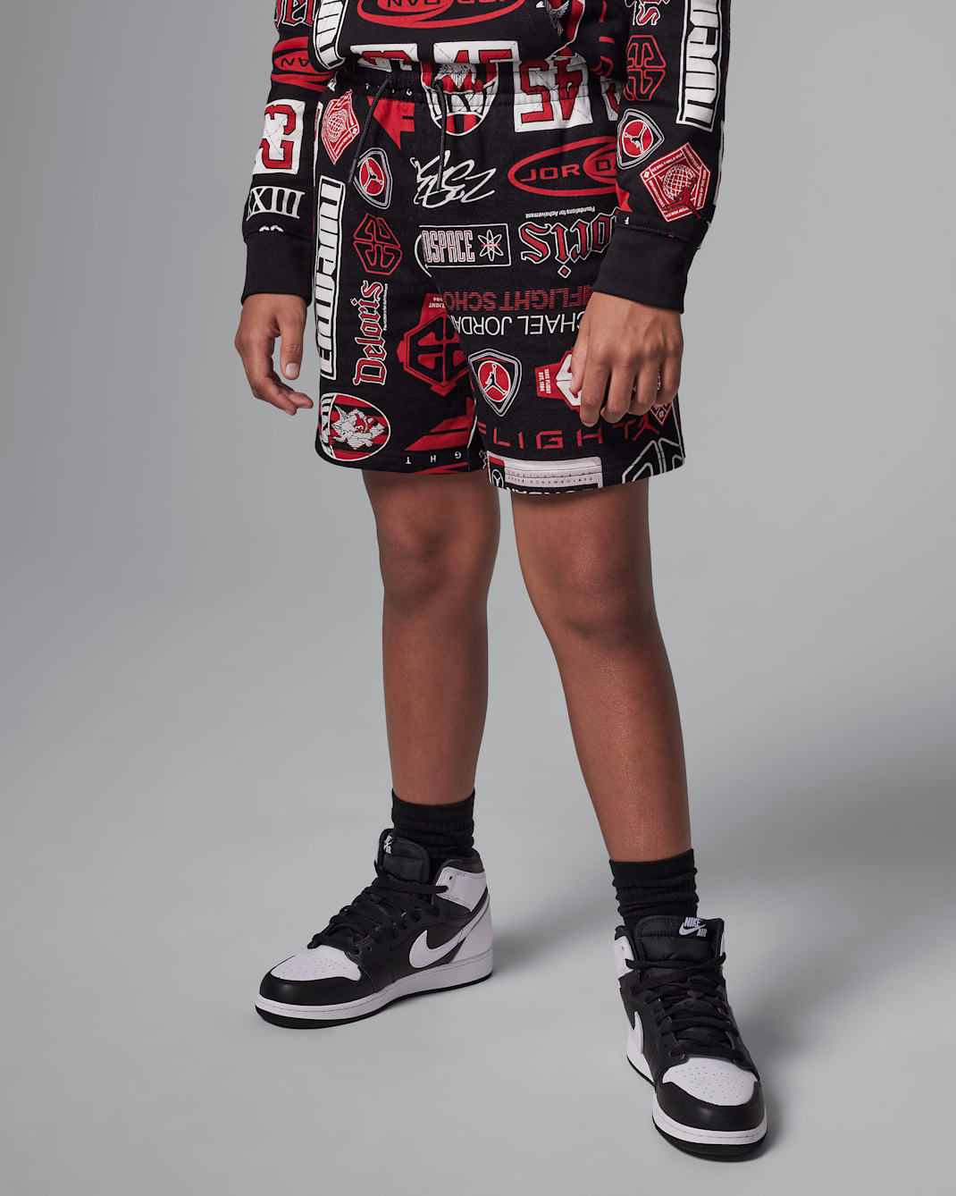 Shorts de French Terry estampados para niños talla grande Jordan Essentials - Negro