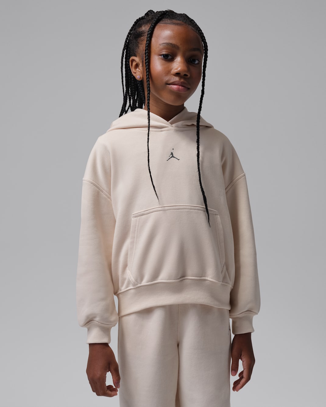 Sudadera con gorro sin cierre de French Terry Jordan Brooklyn para niños talla pequeña - Blanco perla