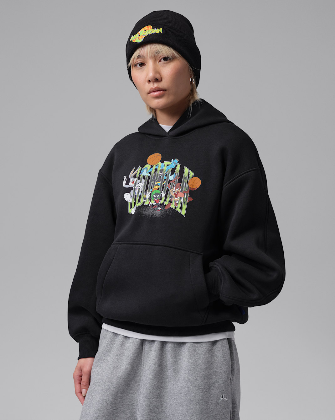 Jordan Space Jam Women's Fleece Pullover Hoodie - Black/White