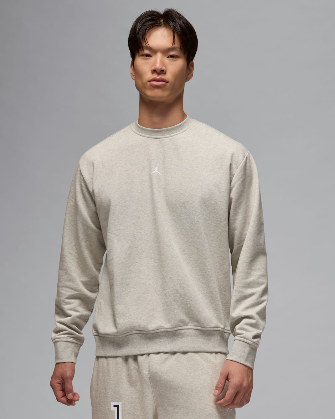 Sudadera de cuello redondo Dri-FIT para hombre Jordan Sport Crossover - Gris jaspeado/Blanco