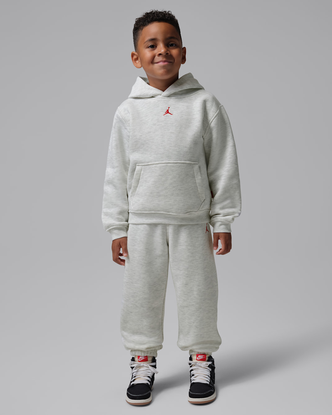 Jordan Brooklyn Fleece Little Kids' 2-Piece Pullover Hoodie Set - Neutral Grey Heather
