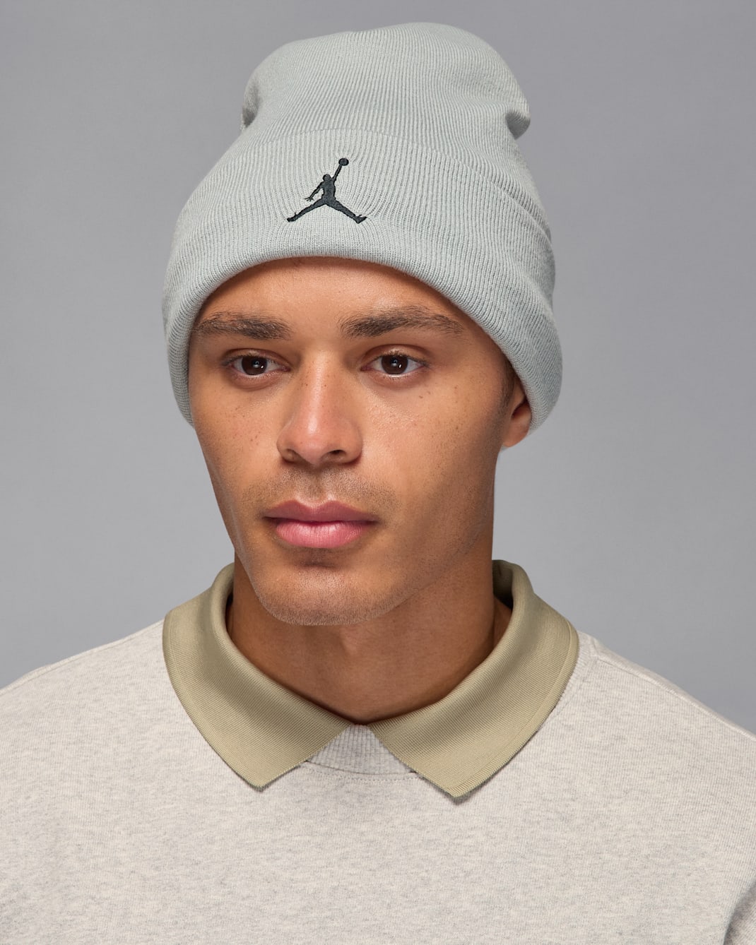 Jordan Peak Satin-Lined Beanie - Light Smoke Grey/Black