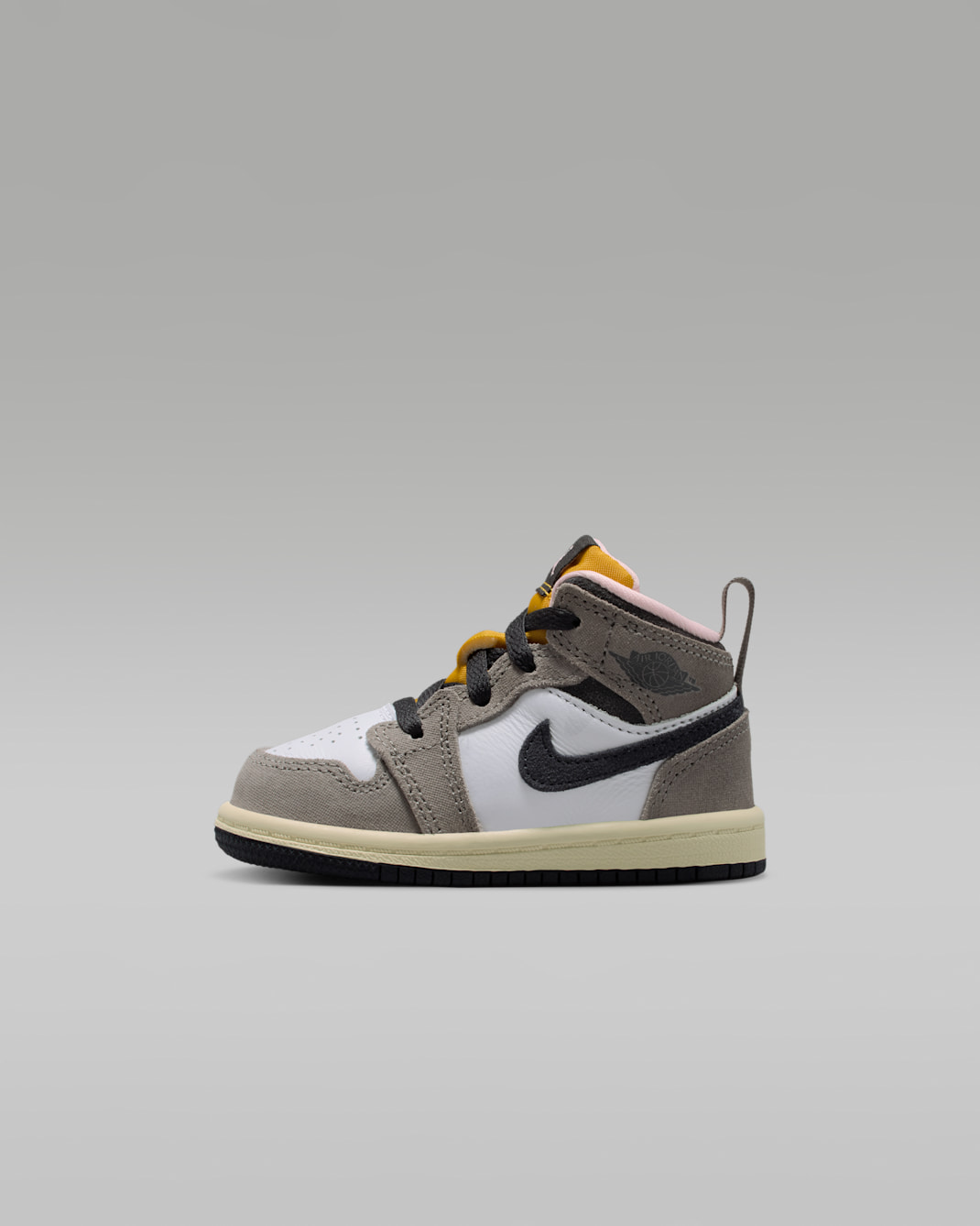 Jordan 1 Mid SE Baby/Toddler Shoes - White/Cave Stone/Dark Sulfur/Oil Grey