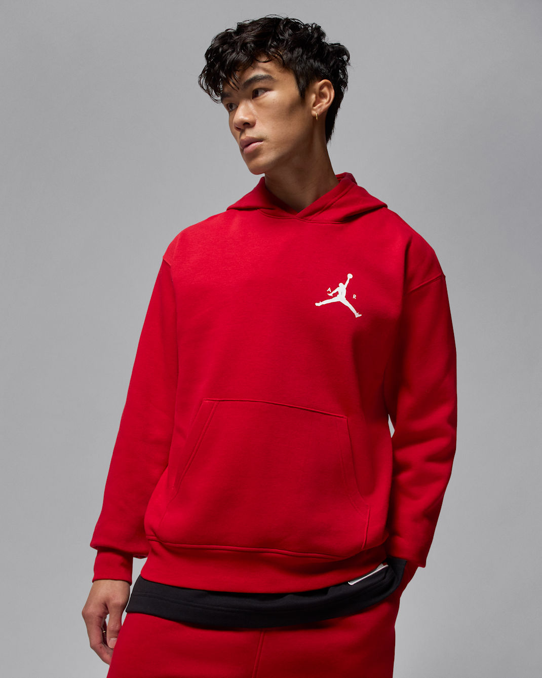 Sudadera con gorro sin cierre Jordan Jumpman de tejido Fleece para hombre - Rojo gimnasio/Blanco/Blanco
