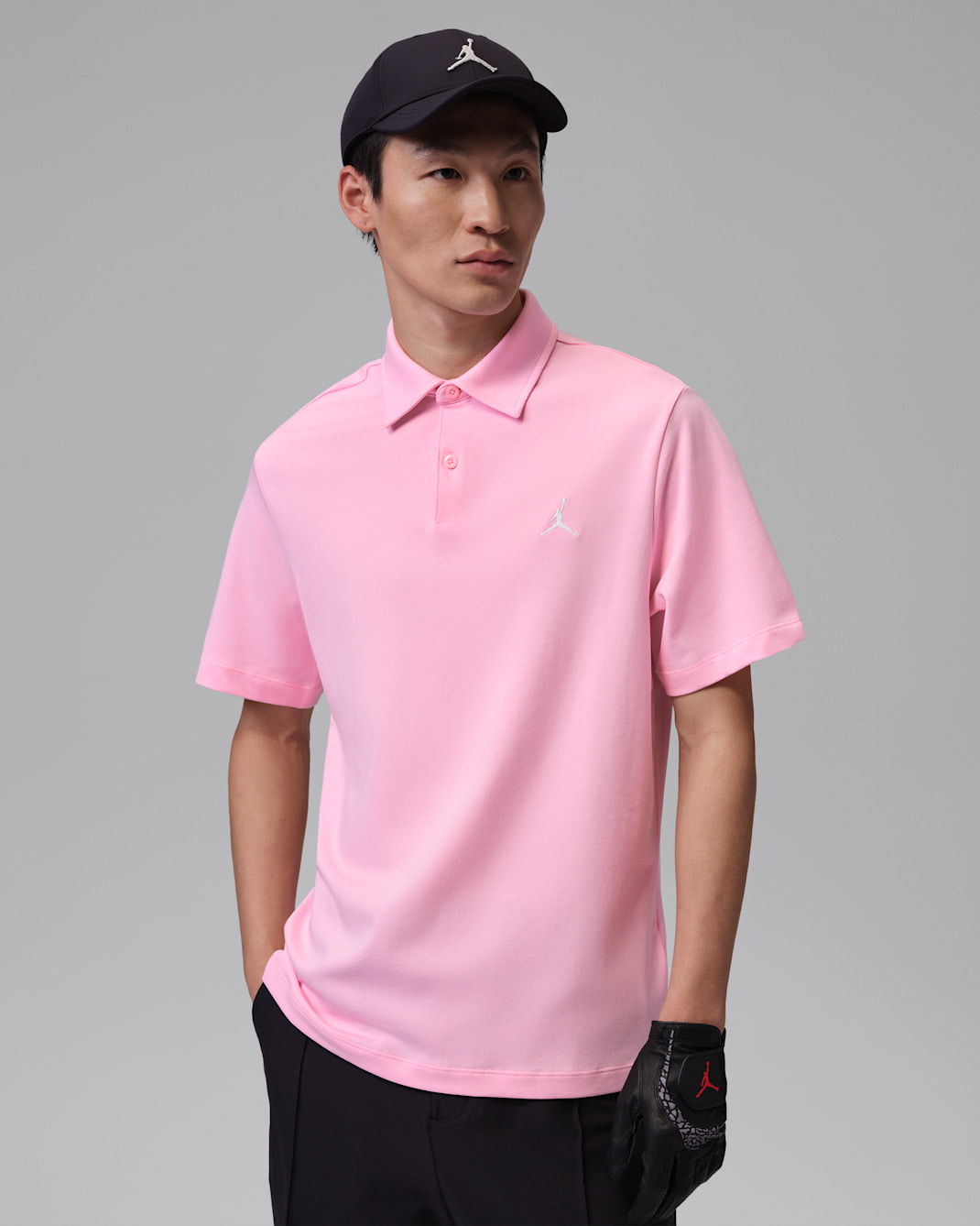 조던 스포츠 남성 드라이 핏 골프 폴로 - 미디엄 소프트 핑크/화이트