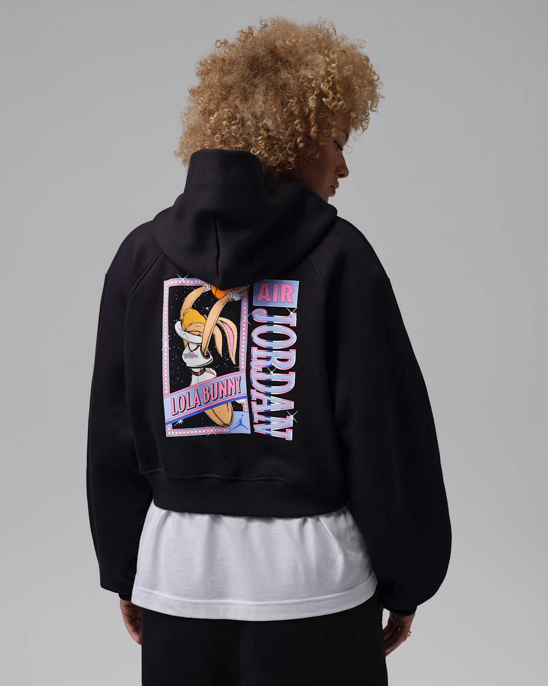 Jordan Brooklyn Space Jam Fleece Women's Full-Zip Cropped Hoodie - Black/Varsity Royal