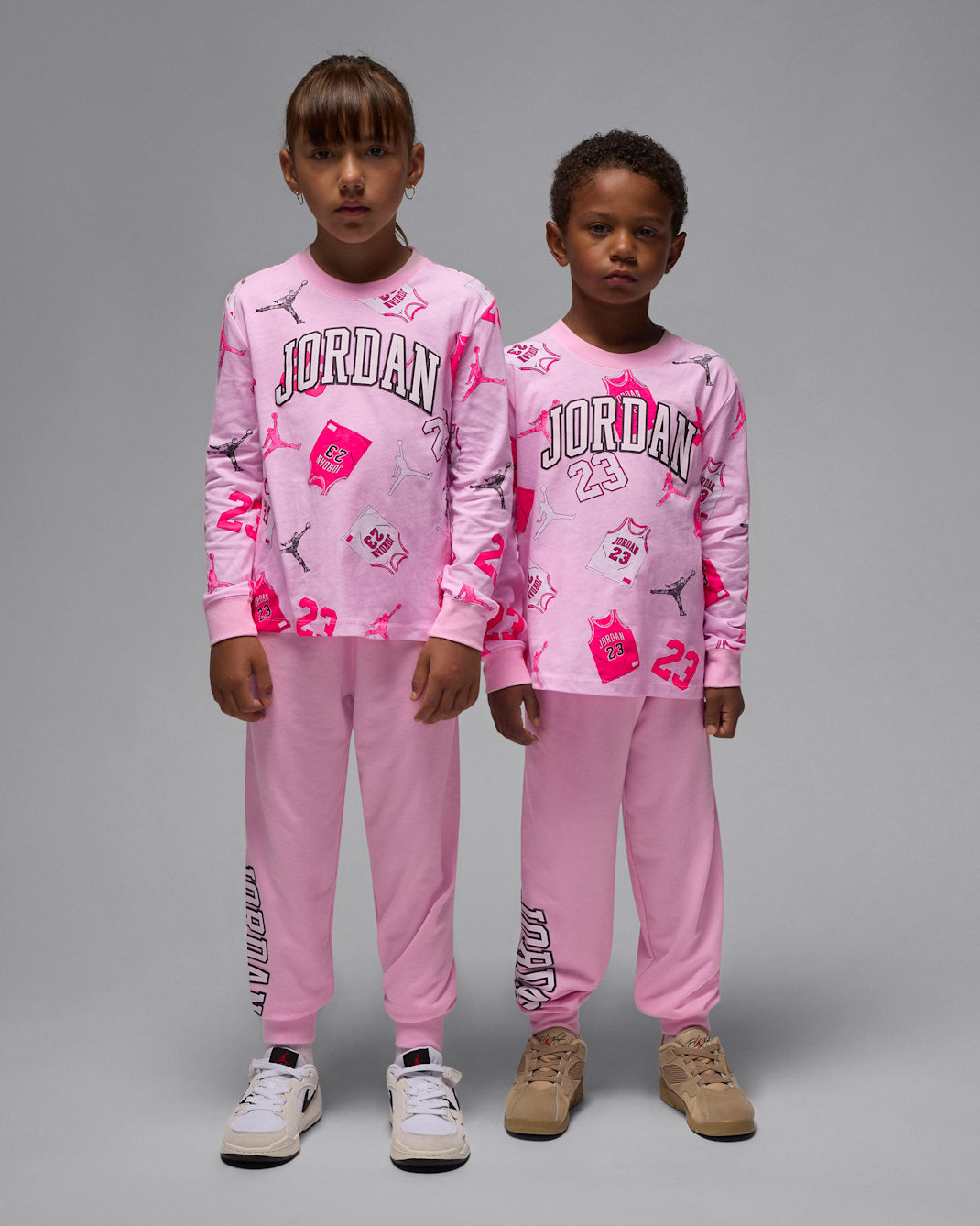 Set med långärmad t-shirt och byxor Jordan 23 för barn - Pink Foam