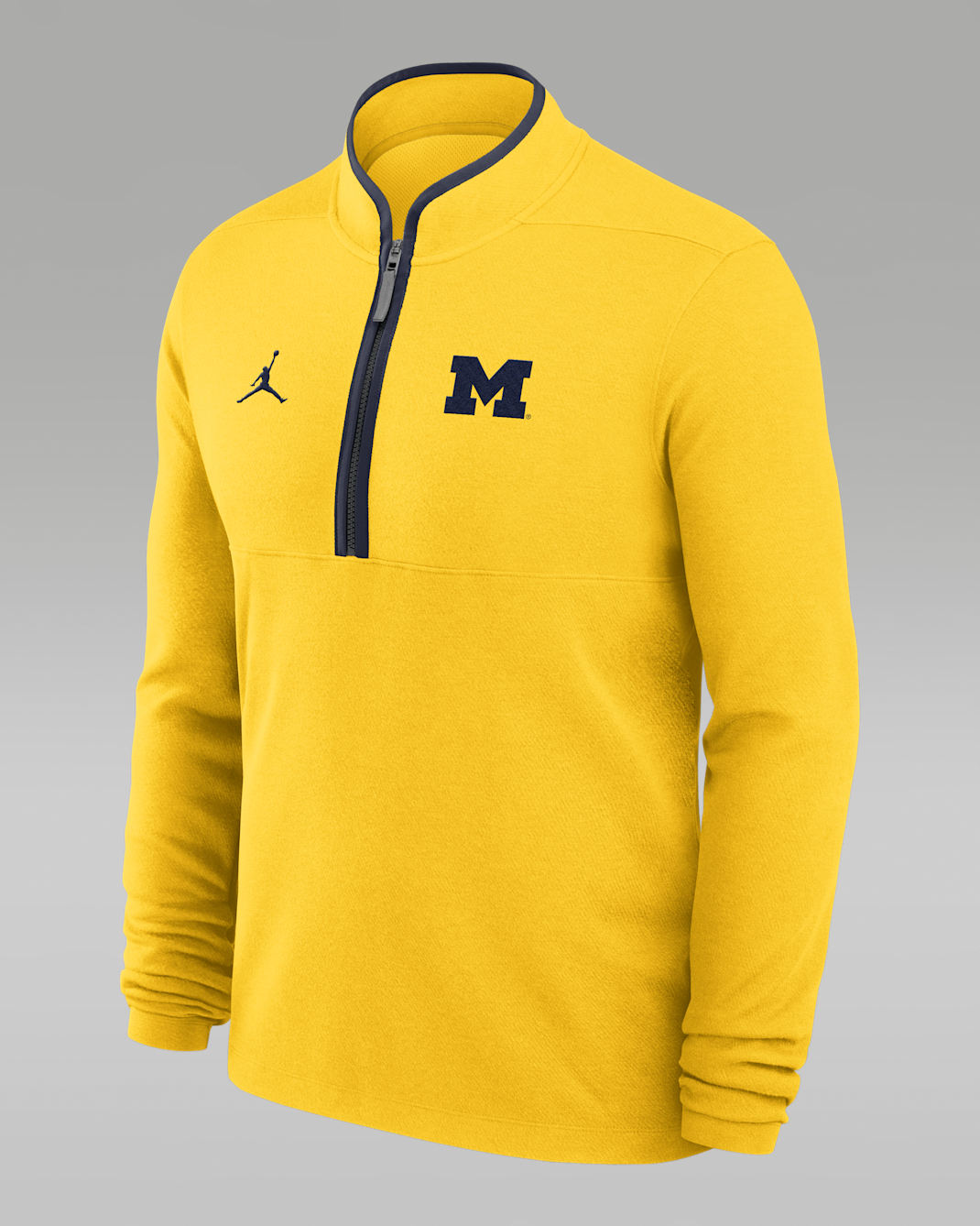 Playera de manga larga universitaria marca Jordan Dri-FIT de medio cierre para hombre Michigan Victory - Antracita