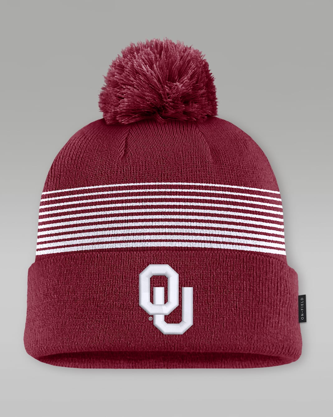 Gorro con dobladillo y pompón universitario marca Jordan para hombre Oklahoma Sideline Peak - Carmesí team/Blanco