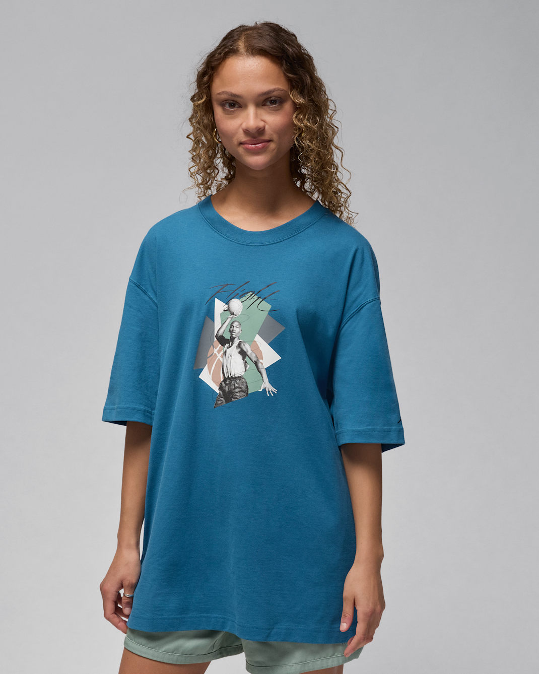 Playera con gráfico oversized para mujer Jordan - Azul industrial