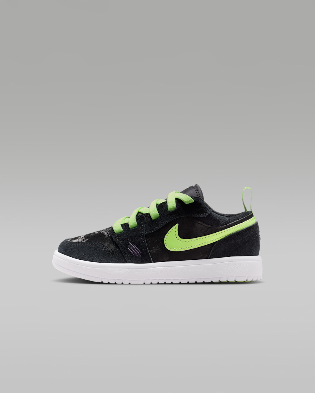 Tenis para niños de preescolar Jordan 1 Low Alt - Negro/Pasa oscuro/Blanco/Voltio ligero