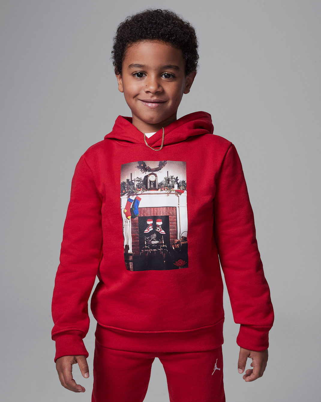 Sudadera con gorro navideña para niños talla pequeña Air Jordan 1 - Rojo gimnasio