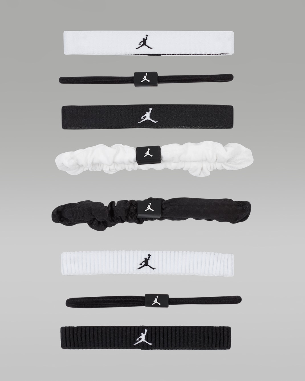 Ligas para el cabello elásticas mixtas (paquete de 8) Jordan Sport - Blanco/Negro