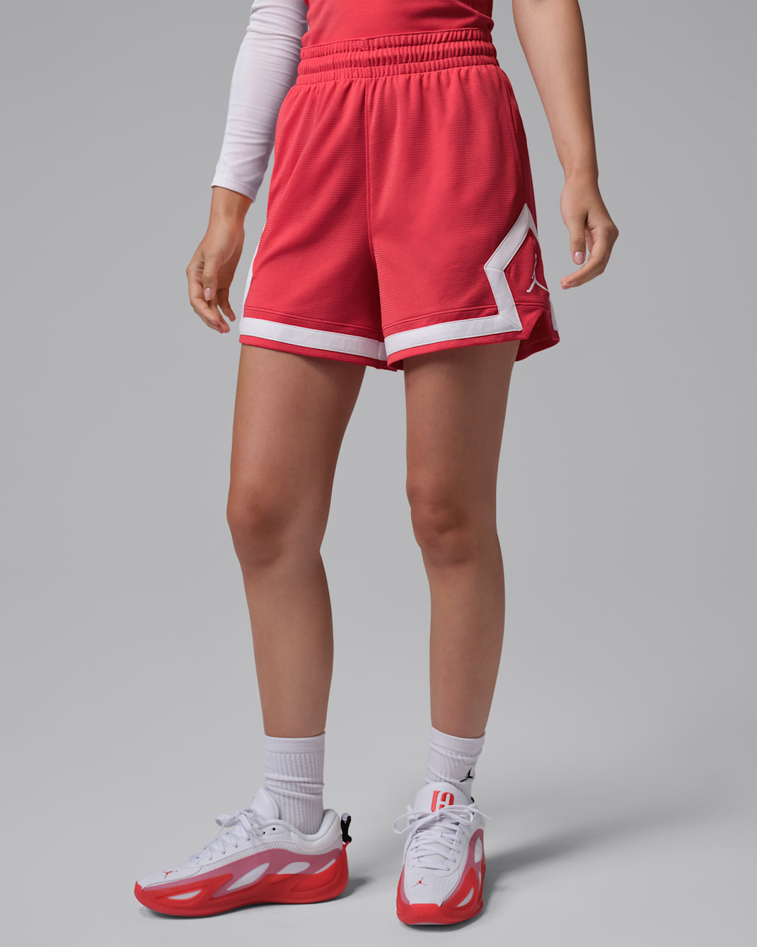 Shorts Diamond de 10 cm para mujer Jordan Sport - Rojo pista/Rojo pista/Blanco/Blanco