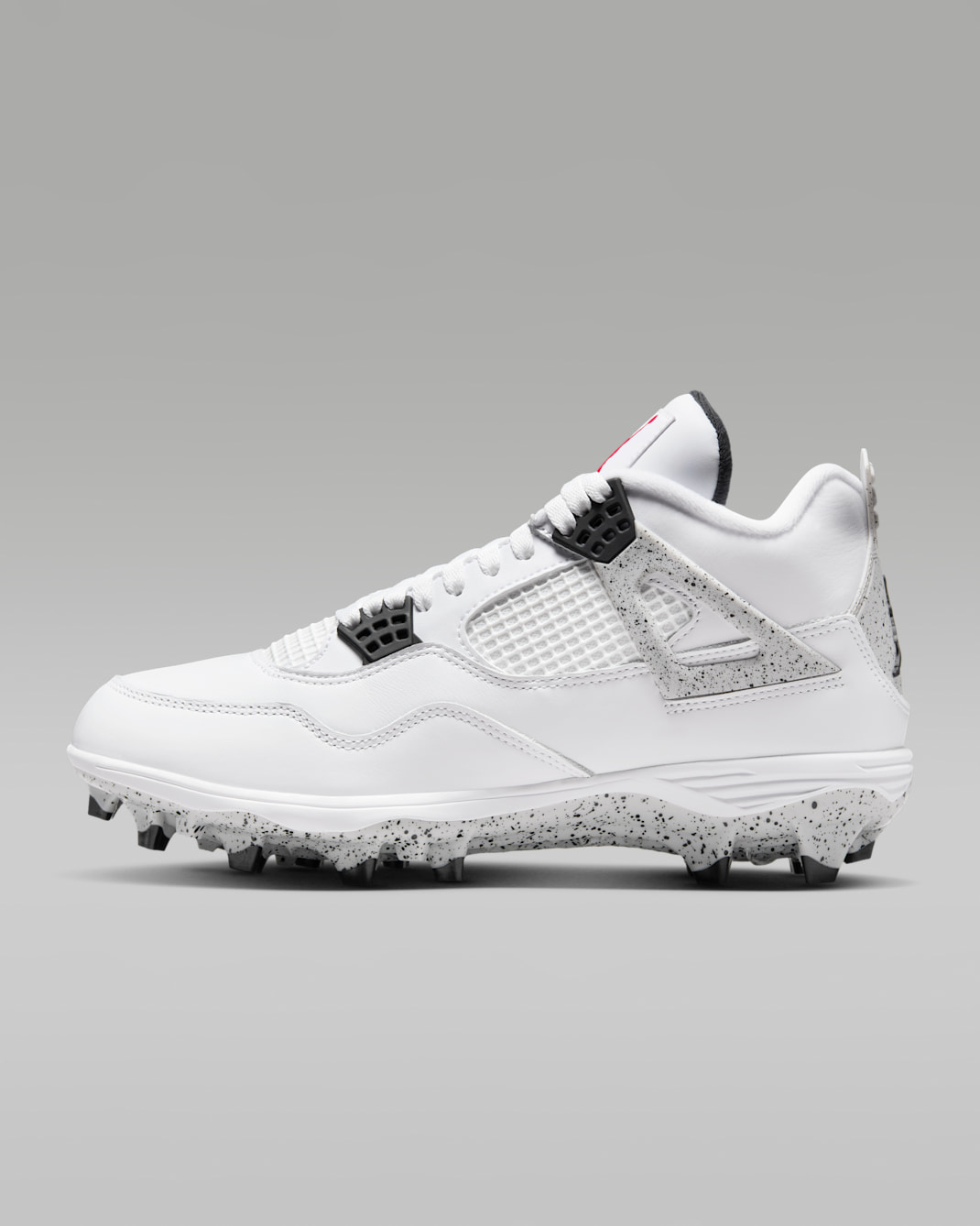 Tacos de fútbol americano Jordan 4 Retro TD - Blanco/Negro/Gris tecnológico/Rojo pasión