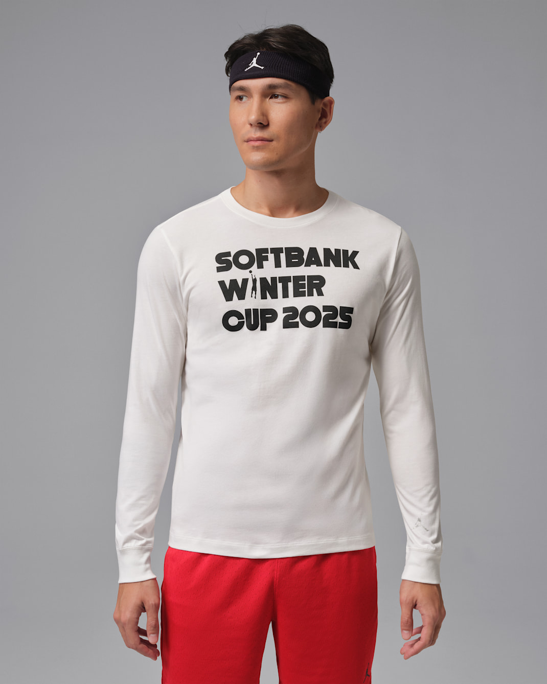 ジョーダン SoftBank ウィンターカップ 2025 メンズ ロングスリーブ Tシャツ - ホワイト