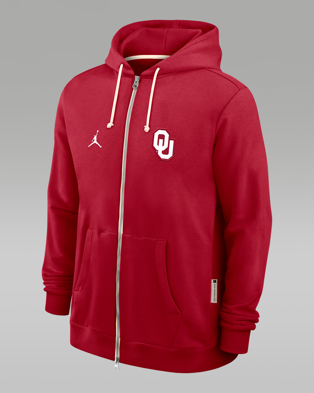 Sudadera con gorro universitaria marca Jordan Dri-FIT de cierre completo para hombre Oklahoma Sideline - Carmesí