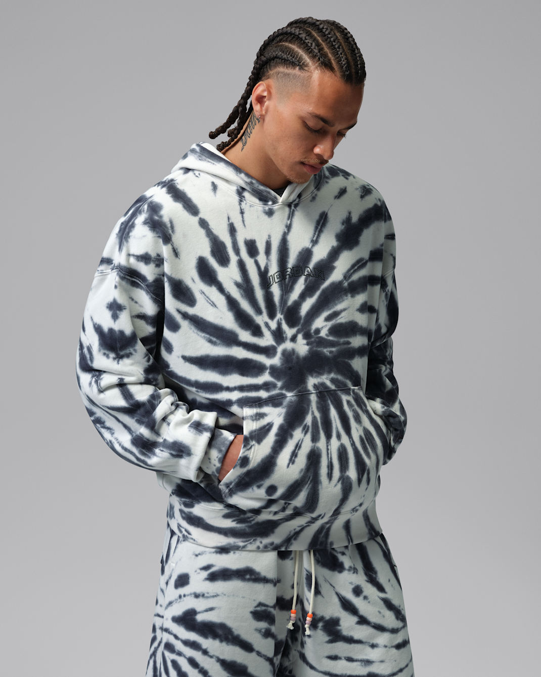 조던 브루클린 플리스 남성 타이다이 풀오버 페스티벌 후디 - 세일/오프 누아르/블랙