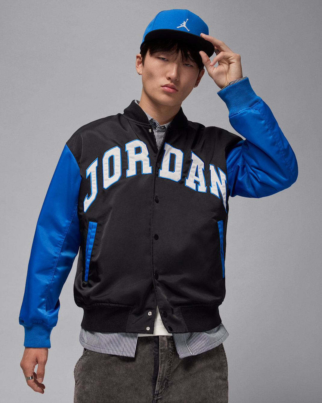 Jordan Brooklyn Men's University Varsity Jacket - Black/Sport Blue/Black