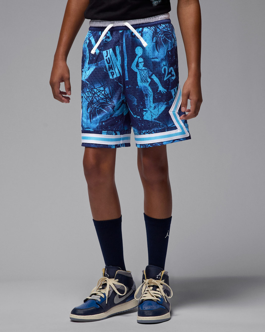Jordan Dri-FIT Big Kids' MJ Printed Sport Diamond Shorts - Blue Void