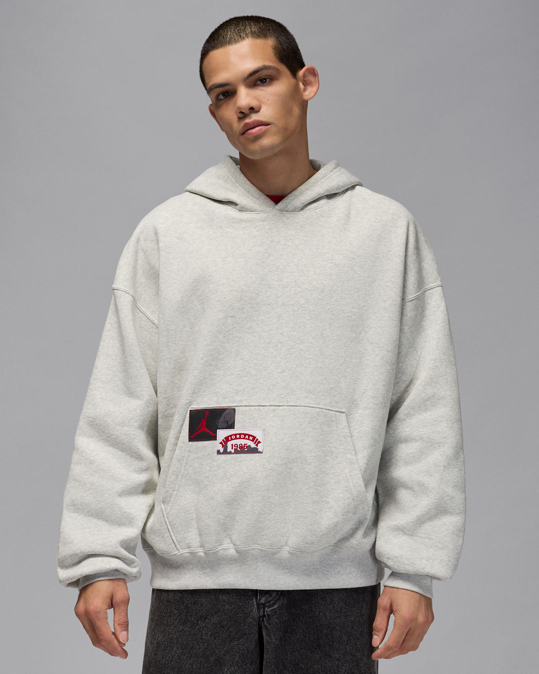 Jordan Brooklyn Men's Oversized Pullover Hoodie - Grey Heather
