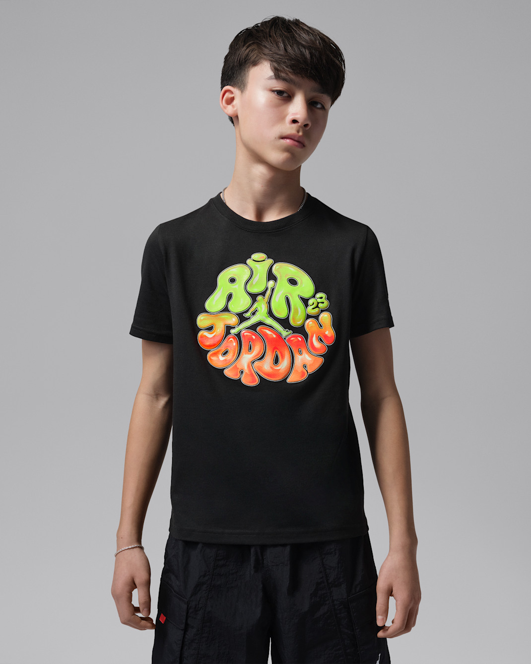 Playera estilo globo para niños talla grande Jordan Super Splash - Negro