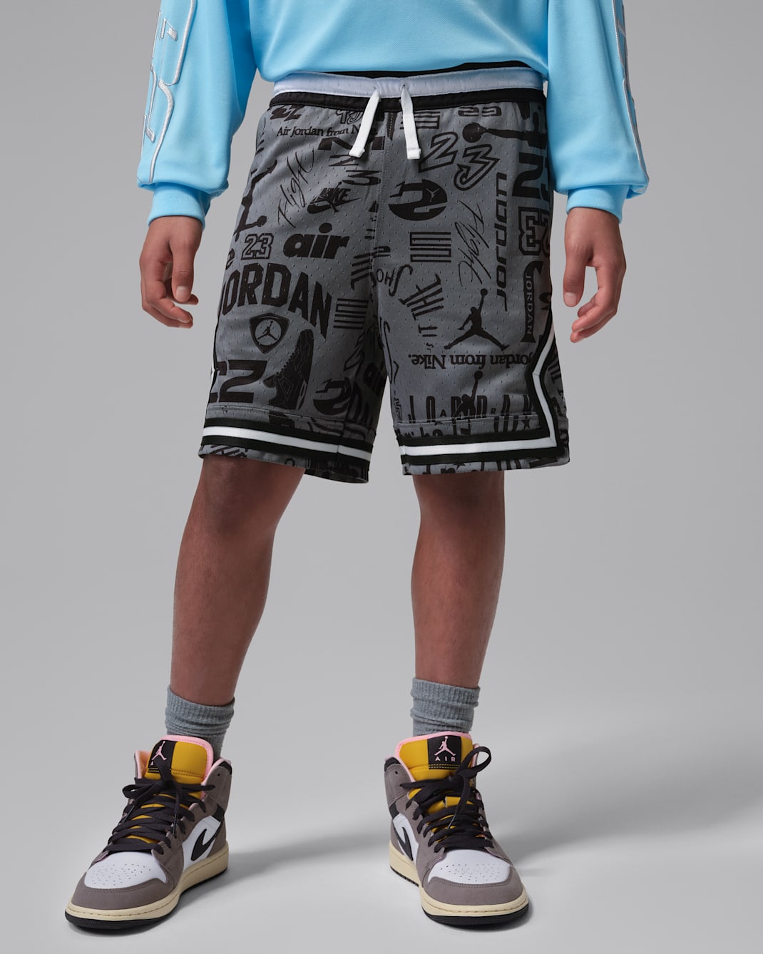 Jordan Dri-FIT Big Kids' MJ Printed Sport Diamond Shorts - Black/Smoke Grey