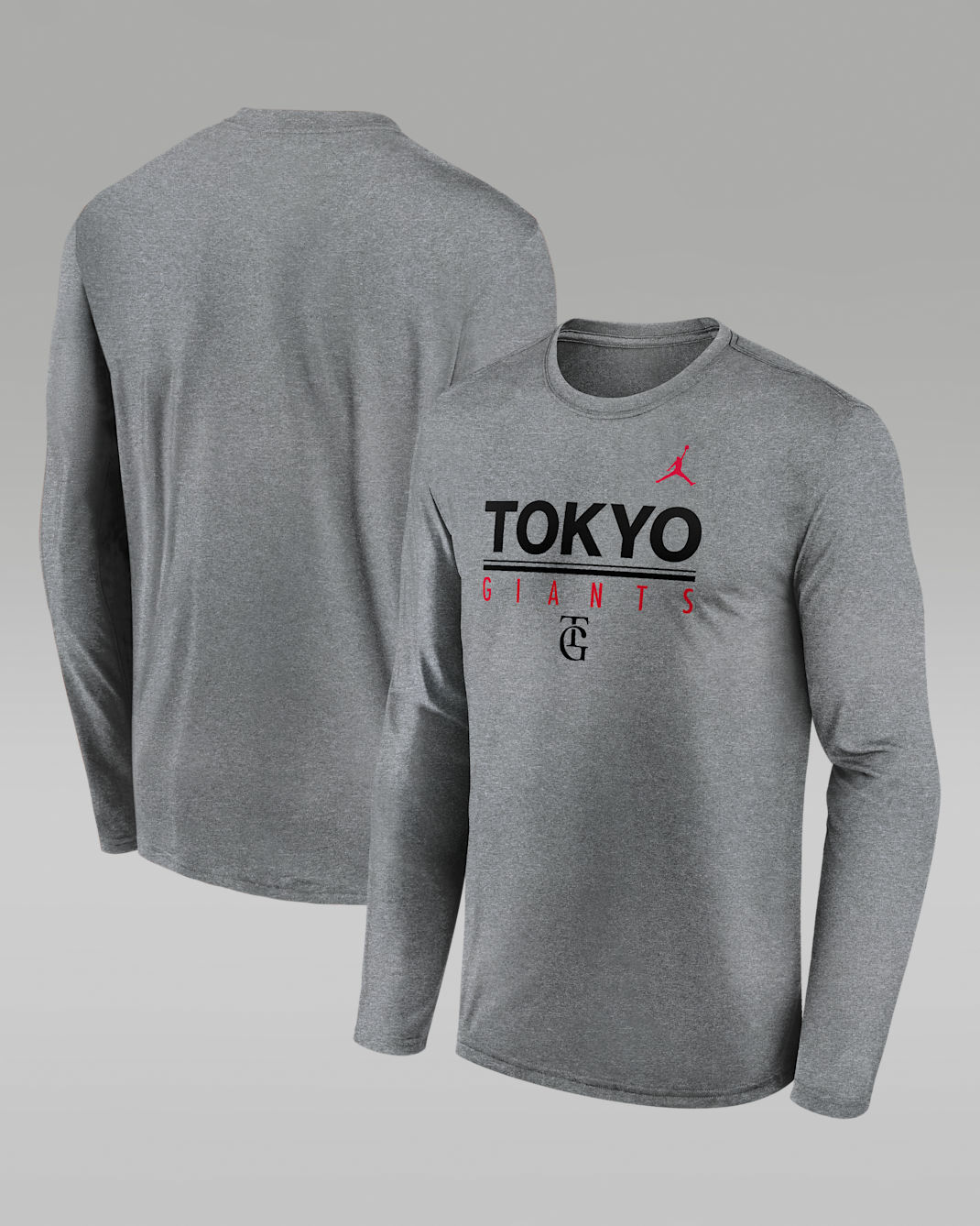 東京 読売ジャイアンツ x ジョーダン エクスクルーシブ コレクション メンズ ロングスリーブ Tシャツ - ダークグレーヘザー