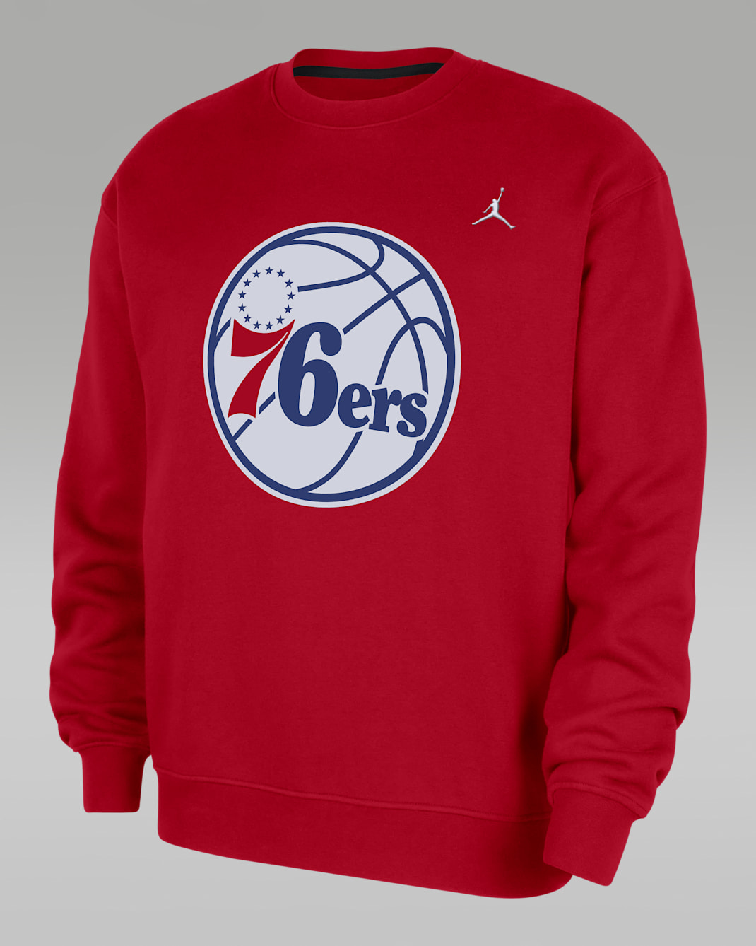 Philadelphia 76ers Statement Essentials Men's Jordan NBA Fleece Crew-Neck Sweatshirt - University Red/White