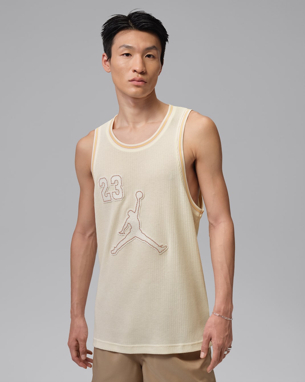 조던 브루클린 남성 페스티벌 니트 저지 - 페일 아이보리/레몬 워시