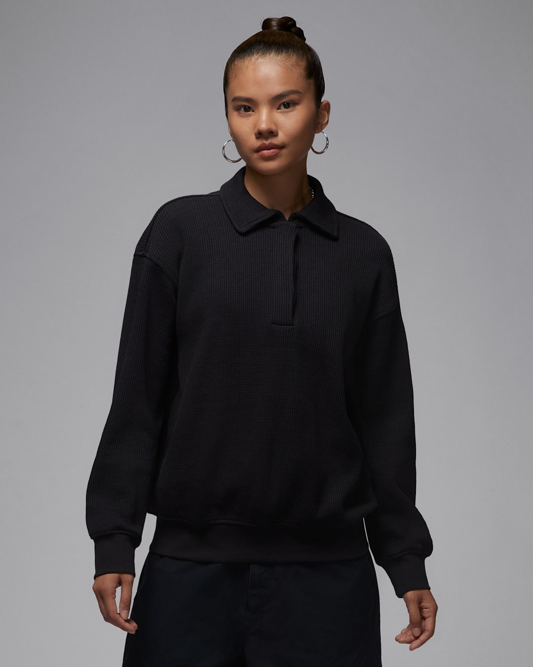 ジョーダン フライト ウィメンズ ロングスリーブ ワッフルトップス - ブラック