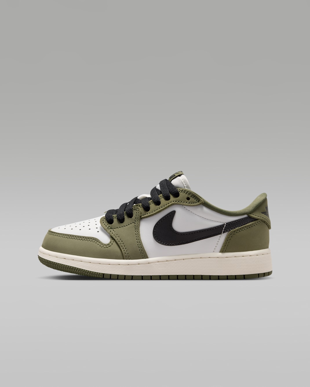 Air Jordan 1 Retro Low Big Kids' Shoes - Medium Olive/Summit White/Sail/Black