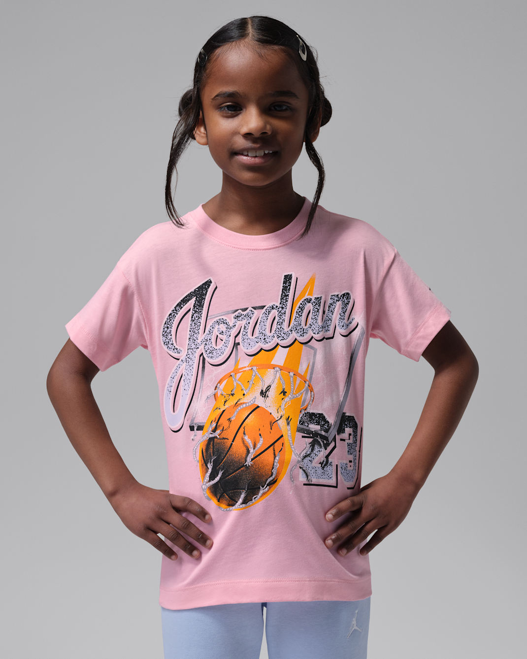 Jordan Little Kids' She's On Fire Script T-Shirt - Pink