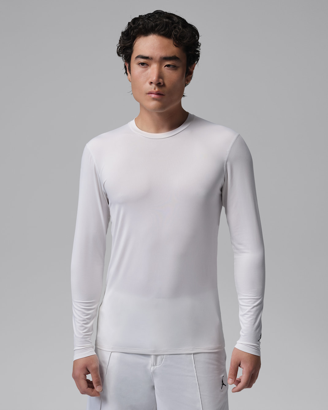 조던 스포츠 남성 드라이 핏 긴팔 베이스 레이어 골프 탑 - 화이트/블랙