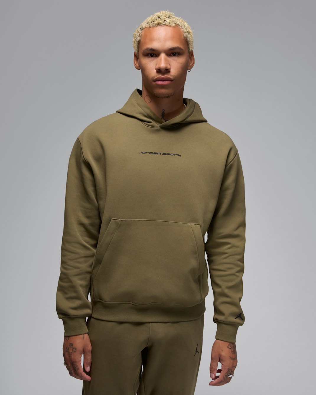 Jordan Sport Hoop Fleece Men's Dri-FIT Pullover Hoodie - Medium Olive/Black